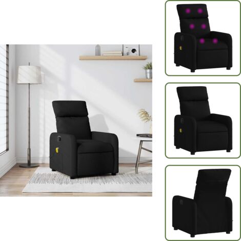 Asiento cómodo - vidaXL Sillón reclinable de masaje de tela negro - Reposapiés