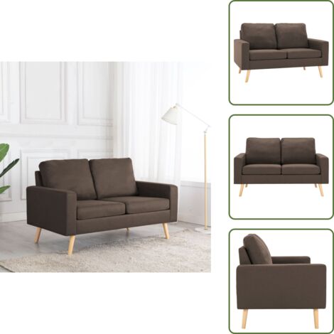 Asiento cómodo - vidaXL Sofá de 2 plazas de tela marrón - Cojines acolchados