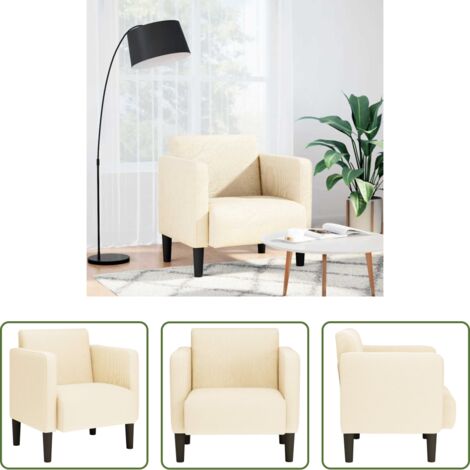 Asiento con reposabrazos - Sillón con reposabrazos color crema 54 cm tejido de pana