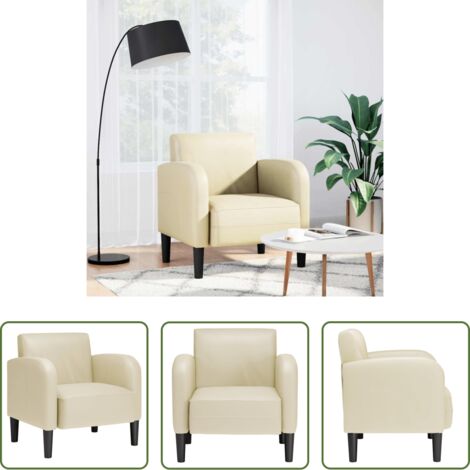 Asiento con soporte - Sillón con reposabrazos color crema 54 cm cuero sintética