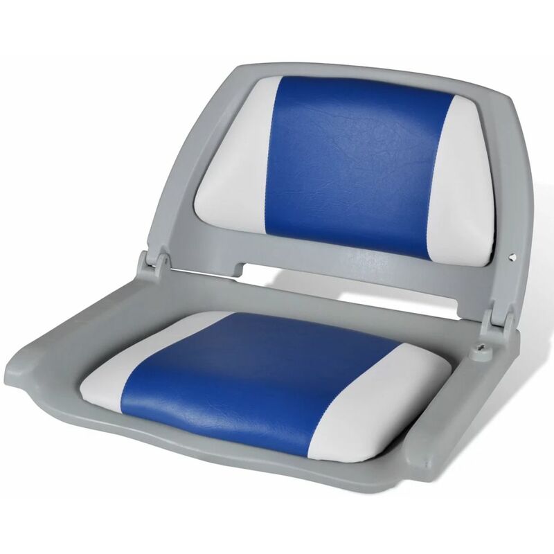 

Asiento de barco con respaldo plegable, gris, con almohada blanca/azul