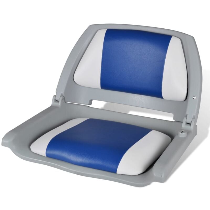 

Asiento de barco con respaldo plegable, gris, con almohada blanca/azul