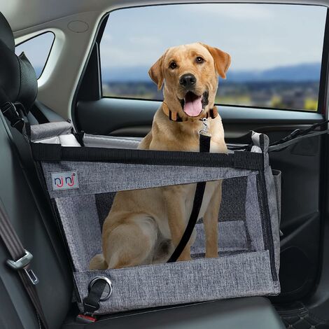 Asiento de coche para perros, bolsa de transporte para asiento de coche para perros pequeños, medianos y grandes, asiento trasero o delantero, cojín impermeable, malla transpirable