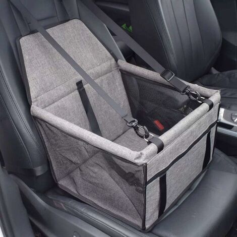 Asiento de coche para perros o gatos, cesta de bolsa impermeable con cinturón de seguridad de viaje (gris)