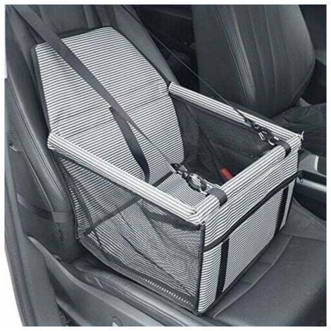 Asiento de coche para perros o gatos, funda para asiento elevador de transporte de perros en tela Oxford impermeable con cinturón de seguridad de viaje para animales pequeños (negro y blanco)