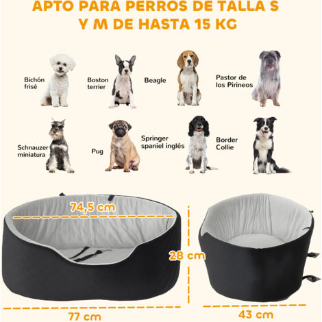 Asiento de Coche para Perros Pequeños y Medianos de hasta 15 kg con Funda Extraíble y Lavable Base Antideslizante Negro