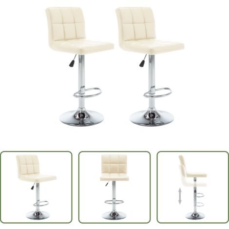 Asiento de cuero sintético -  Taburetes de cocina 2 unidades cuero sintético color crema