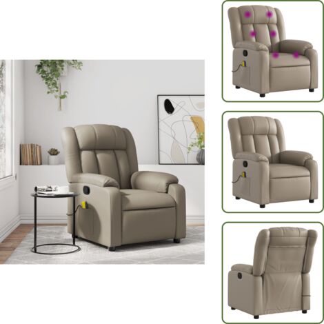 Asiento de cuero sintético - vidaXL Sillón de masaje reclinable cuero sintético color capuchino - Masaje sin calor