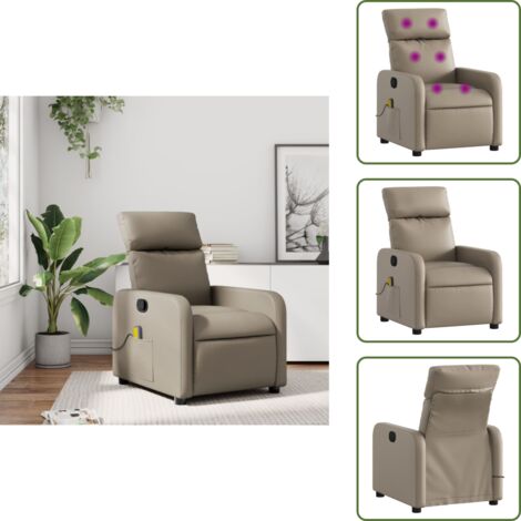 Asiento de cuero sintético - vidaXL Sillón de masaje reclinable cuero sintético color capuchino - Masaje sin calor