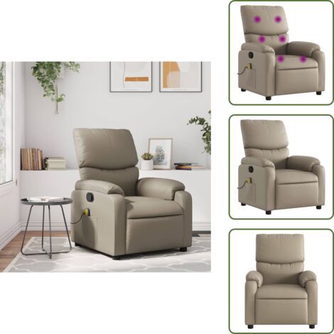 Asiento de cuero sintético - vidaXL Sillón de masaje reclinable cuero sintético color capuchino - Masaje sin calor