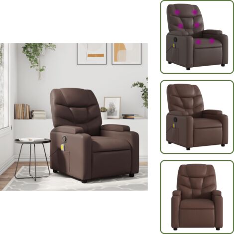 Asiento de cuero sintético - vidaXL Sillón de masaje reclinable cuero sintético marrón - Masaje sin calor
