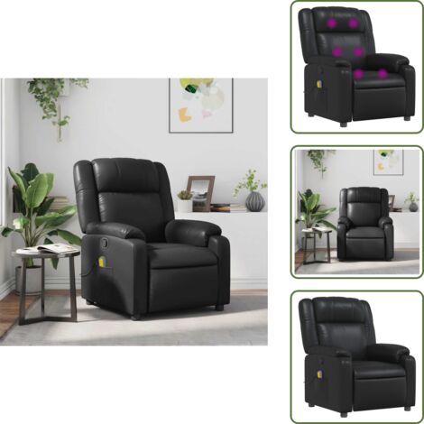 Asiento de cuero sintético - vidaXL Sillón de masaje reclinable cuero sintético negro - Masaje sin calor