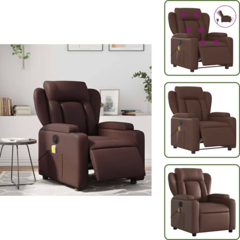 Asiento de cuero sintético - vidaXL Sillón de masaje reclinable eléctrico cuero sintético marrón - Masaje sin calor