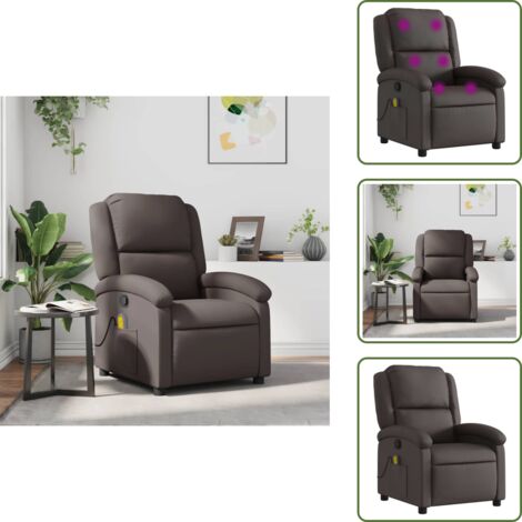 Asiento de cuero - vidaXL Sillón de masaje eléctrico cuero auténtico marrón oscuro - Masaje sin calor