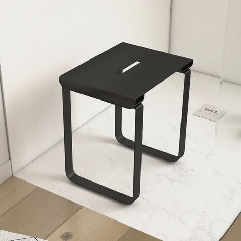 AURLANE ASIENTO DE DUCHA EN ACERO INOXIDABLE NEGRO MATE - 40x30x46 cm
