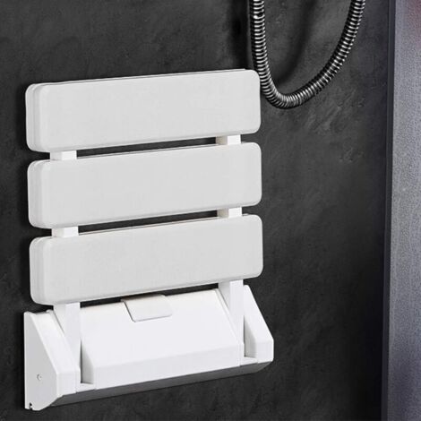 Asiento de ducha plegable de pared para baño, tabla de baño ortopédica, asiento de baño antideslizante con peso, taburete de ducha ergonómico con patas (33 x 32 x 5 cm (blanco))