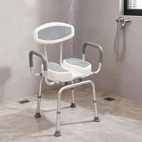 Asiento de ducha, silla de ducha con respaldo y altura ajustable, asiento de ducha giratorio