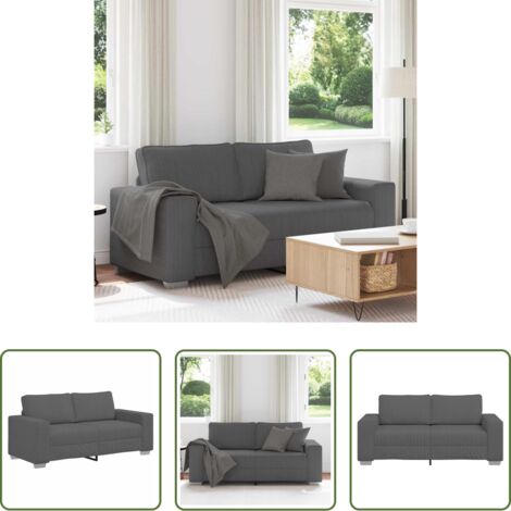 Asiento de espuma -  Sofá Loveseat gris oscuro 180x77x82 cm tejido de pana