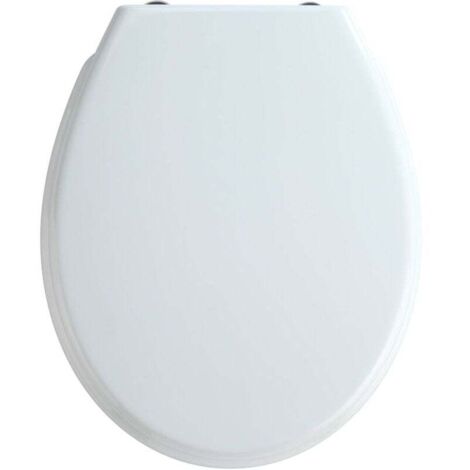 Asiento de inodoro con freno de caída de fácil cierre, fijación fix-clip de acero inoxidable, blanco, termoestable, Bilbao, 35 x 43,5 cm