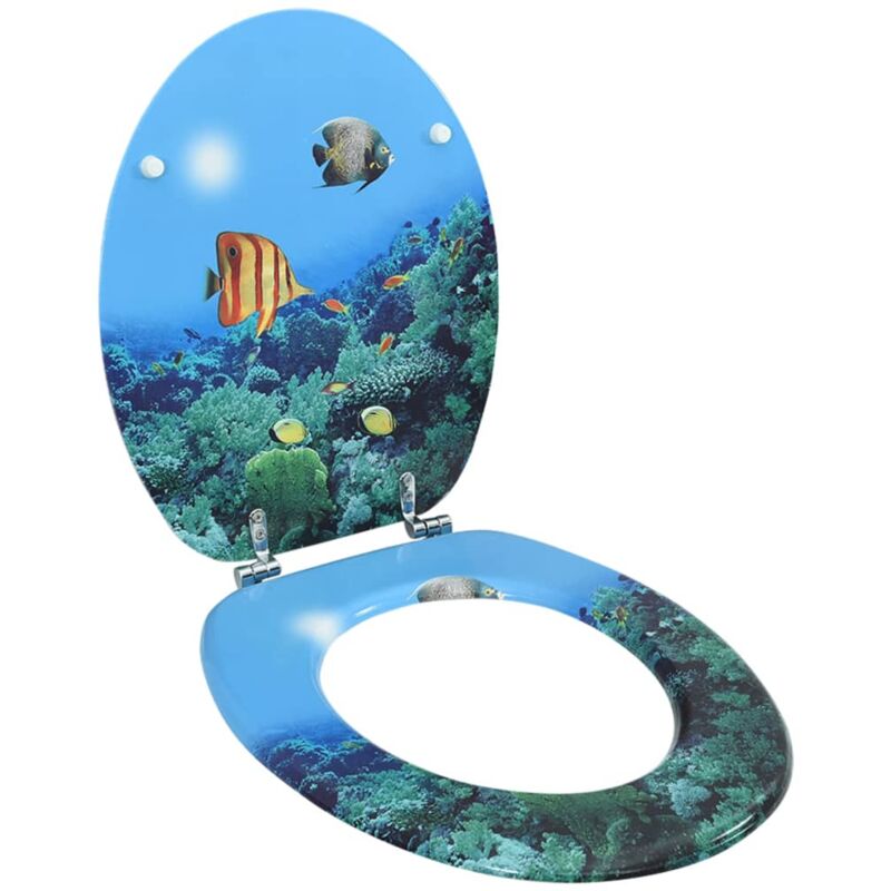 

vidaXL Asiento de inodoro con tapa MDF diseño de fondo submarino - Multicolor