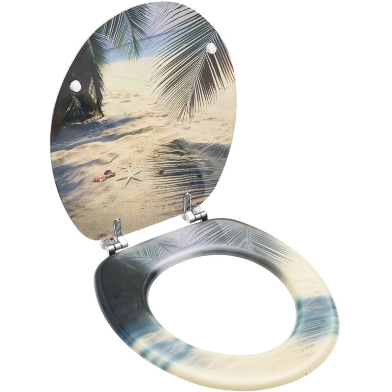 

vidaXL Asiento de inodoro con tapa MDF diseño de playa - Multicolor
