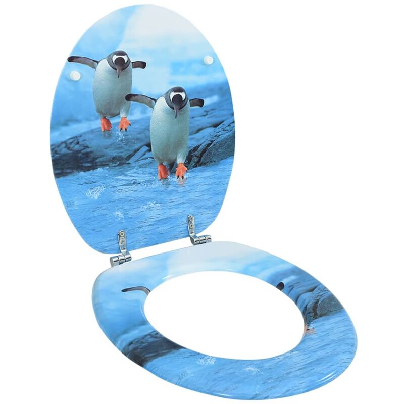 

Asiento de inodoro con tapa MDF diseño de pingüinos - Multicolor