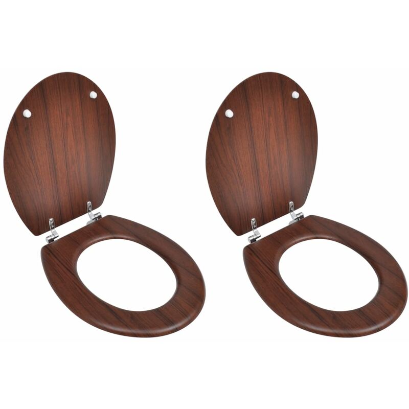 

Asiento de inodoro con tapas 2 uds MDF marrón - Marrón