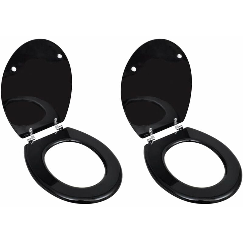 

Happyshopping - Asiento de inodoro con tapas 2 uds MDF negro