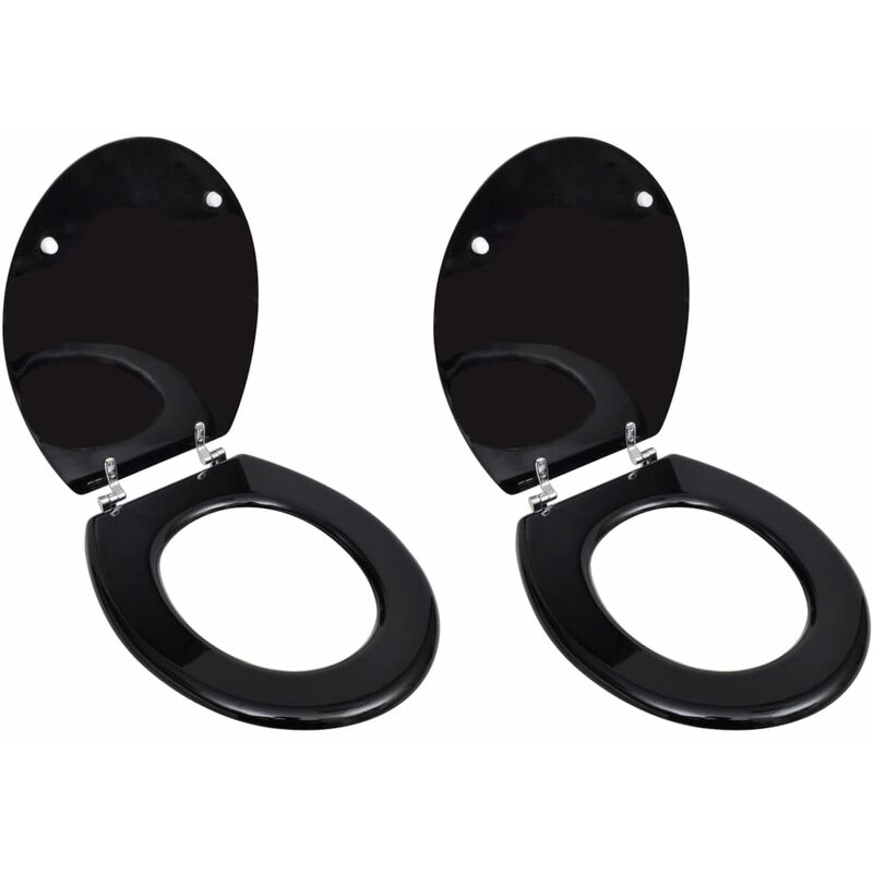 

Asiento de inodoro con tapas 2 uds MDF negro - Negro