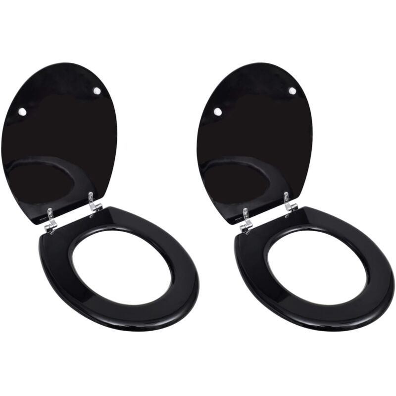 

vidaXL Asiento de inodoro con tapas 2 uds MDF negro - Negro