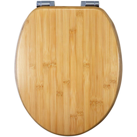 Asiento de inodoro de bambú macizo, asiento de inodoro de madera de bambú duradero, compatible con todos los inodoros estándar, muy resistente al peso, probado hasta 150 kg.