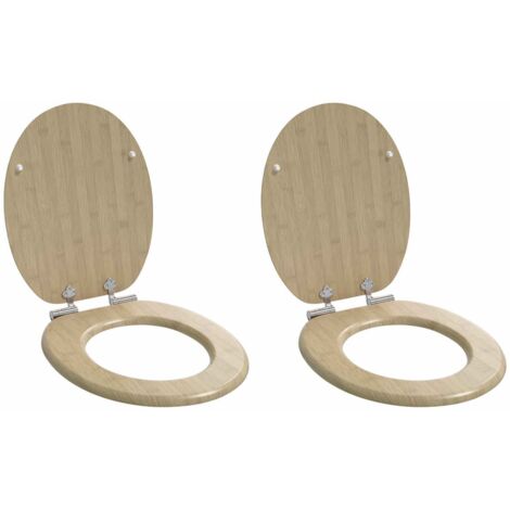 Asiento de inodoro de cierre suave 2 pcs Color bambú claro