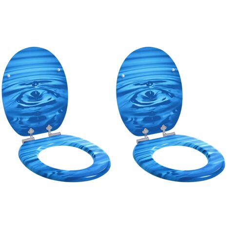 Asiento de inodoro de cierre suave 2 pcs Gota azul 44 x 38 cm