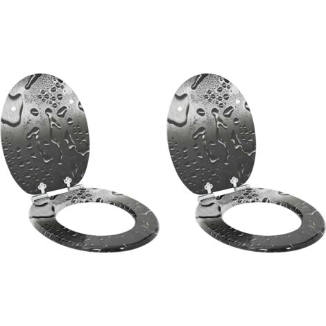Asiento de inodoro de cierre suave 2 pcs Gris 44 x 38 cm