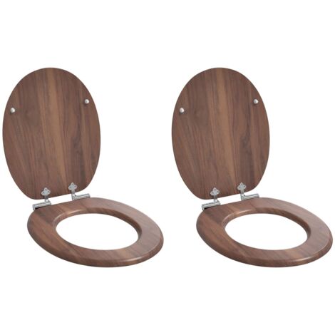 Asiento de inodoro de cierre suave 2 pcs Marrón 44 x 38 cm