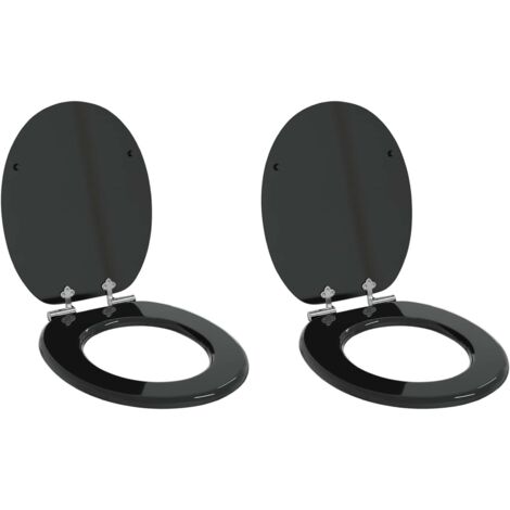 Asiento de inodoro de cierre suave 2 pcs Negro 44 x 38 cm