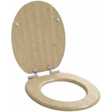 Asiento de inodoro de cierre suave Color bambú claro 44 x 38 cm