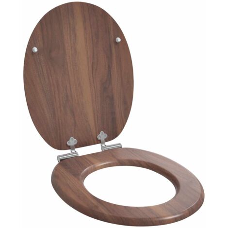 Asiento de inodoro de cierre suave Marrón 44 x 38 cm
