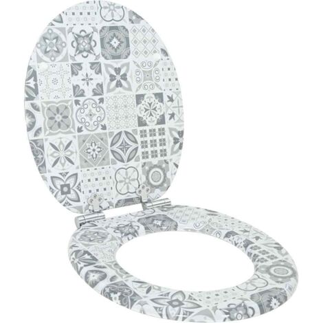 Asiento de inodoro de cierre suave Porcelana azul y blanca