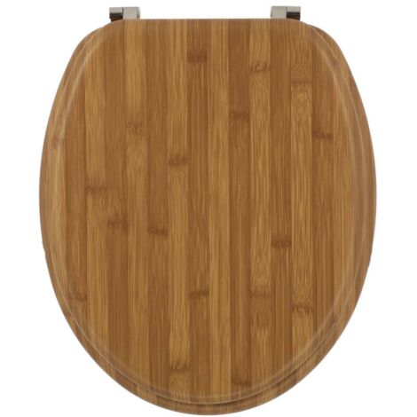 Asiento de inodoro de madera moldeada de 18 pulgadas con fijaciones de acero inoxidable - aspecto de bambú - Tendance