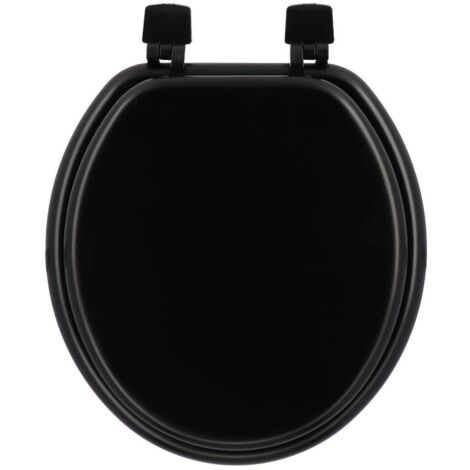 Asiento de inodoro de mdf de 17 pulgadas con fijaciones de plástico - negro - Tendance