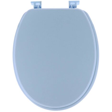 Asiento de inodoro de mdf de 18 pulgadas con fijaciones de plástico - azul claro - Tendance