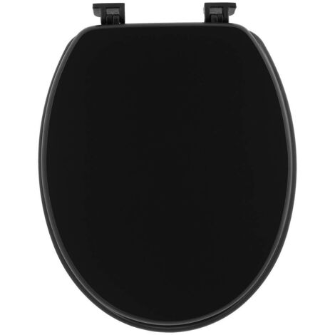 Asiento de inodoro de mdf de 18 pulgadas con fijaciones de plástico - negro mate - Tendance