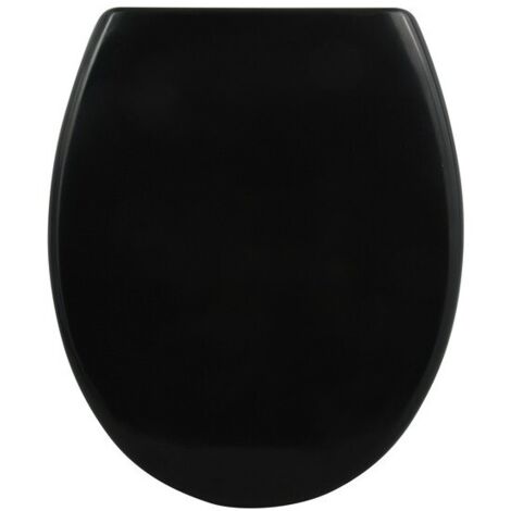 Asiento de inodoro EASY CLIP Thermo Hard negro - Bisagras de acero inoxidable Spirella