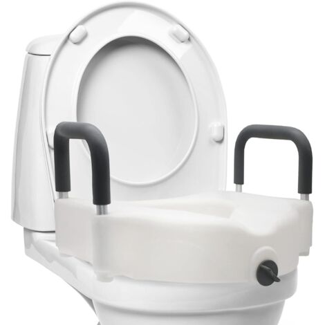 Asiento de inodoro elevado con reposabrazos extraíbles, elevador de 11,4 cm, abrazadera de bloqueo, compatible con la mayoría de los inodoros.