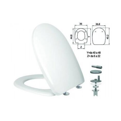 Asiento de inodoro en termoendurecible "Aqua" con bisagras de acero inoxidable H341 - Ferr 410823.