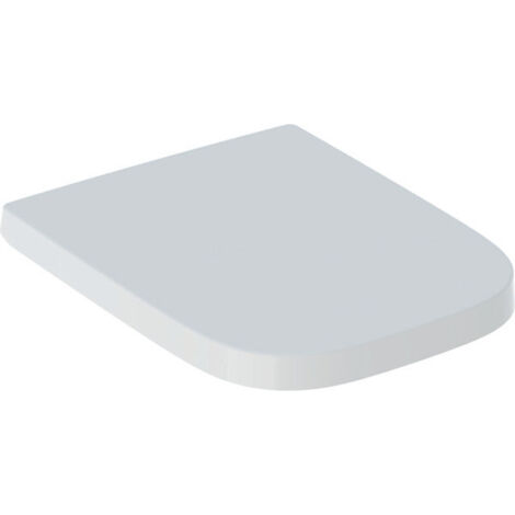 Asiento de inodoro Geberit Renova Plan Rectangular, cierre lento, no clipable, fijación desde arriba, blanco