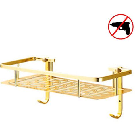 Asiento de inodoro suspendido FOREHILL con ganchos para montaje sin taladrar, modelo de doble función, color dorado, no requiere perforación