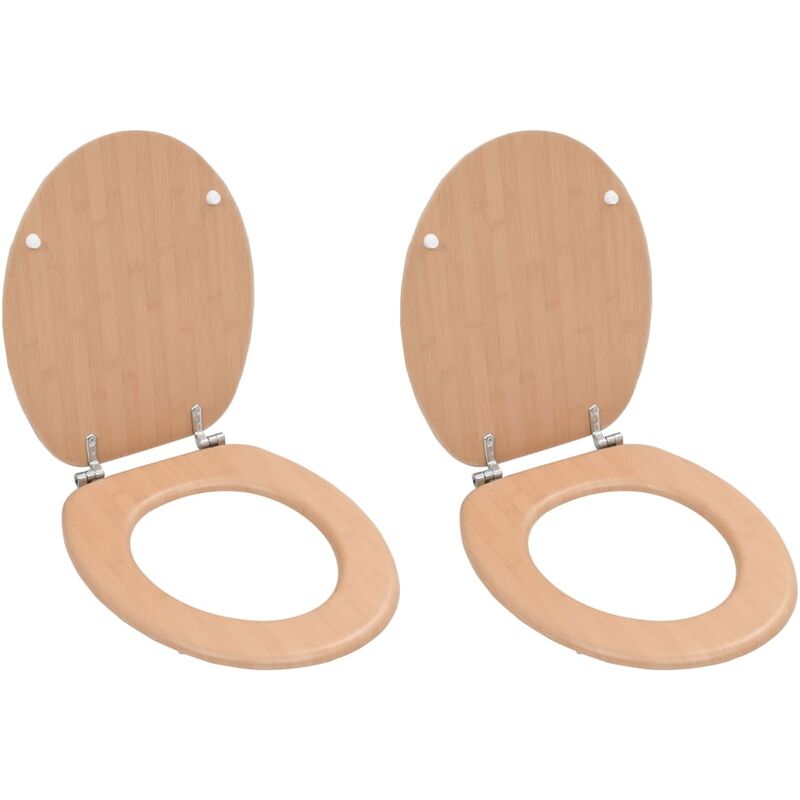 

Asiento de inodoro WC 2 uds tapa suave MDF bambú