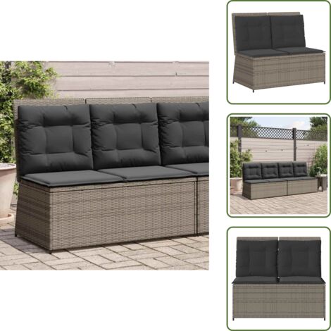Asiento de jardín - vidaXL Sillón reclinable de jardín con cojines ratán sintético gris - Cojín de asiento